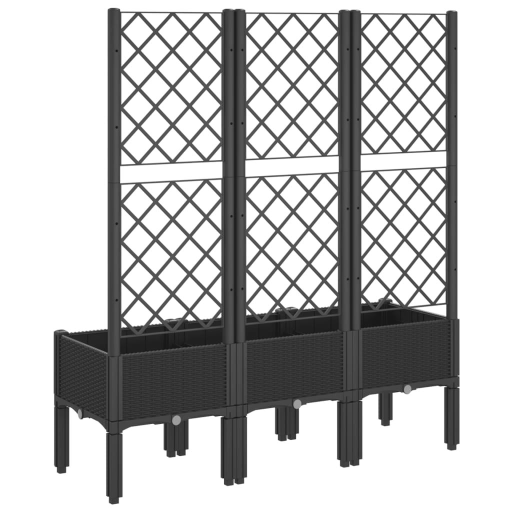 NNEVL Garden Planter with Trellis Black 120x40x142 cm PP-4