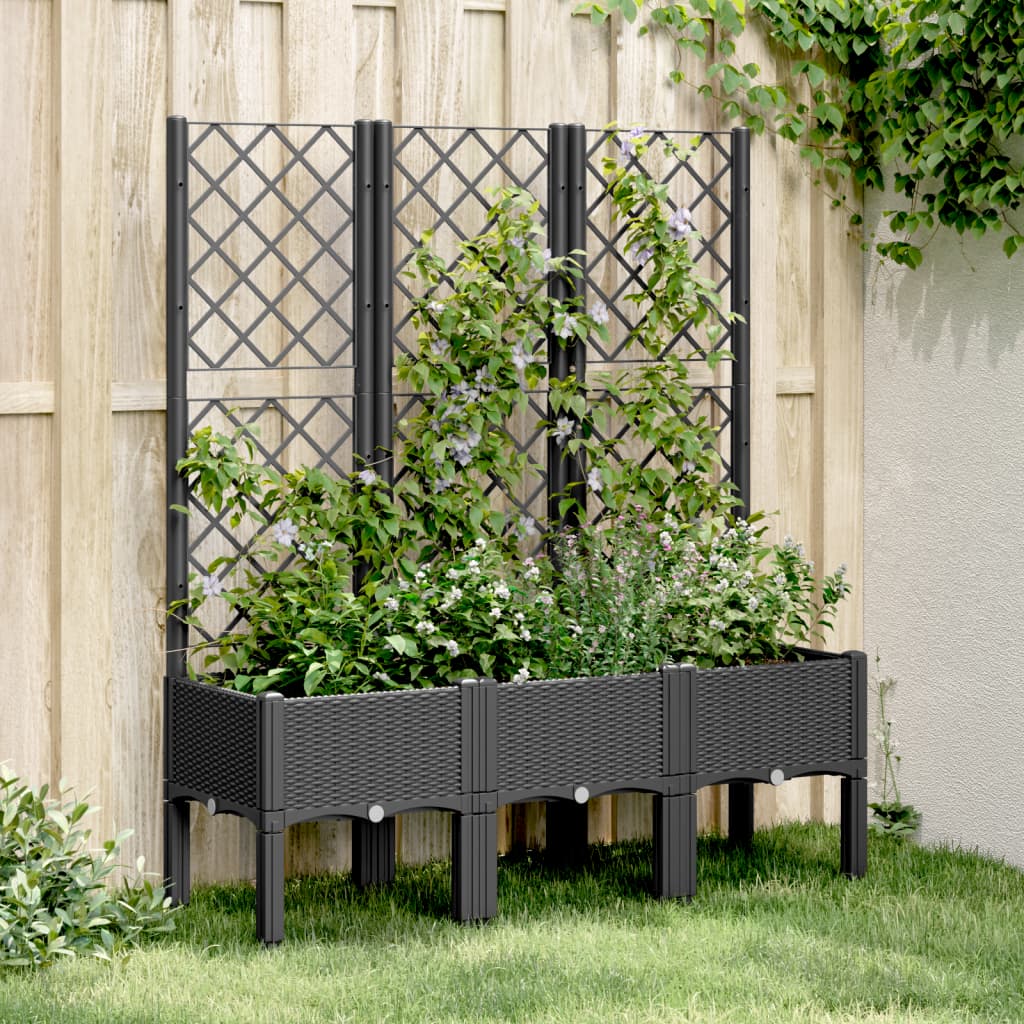 NNEVL Garden Planter with Trellis Black 120x40x142 cm PP-0