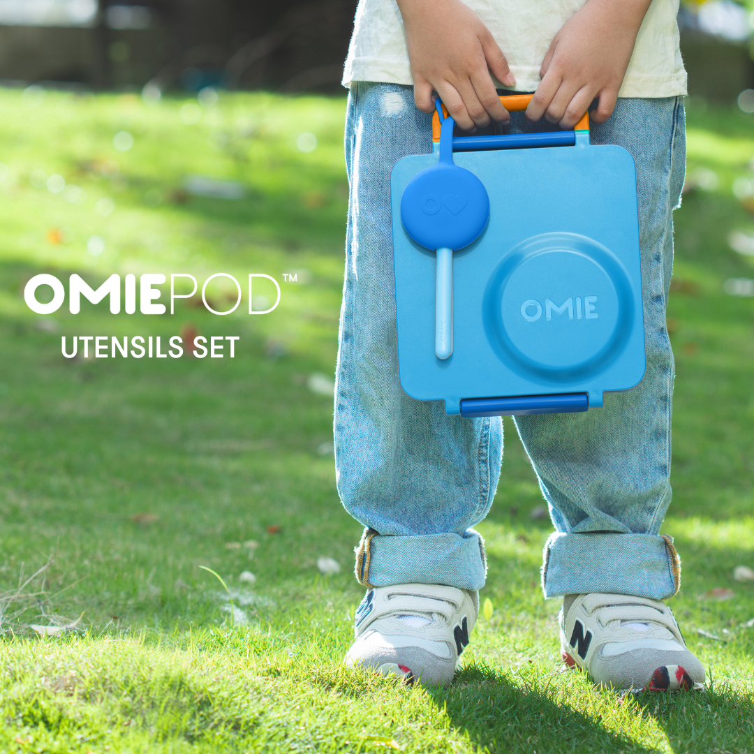 Omiebox - OmiePod Capri Mavisi Silikon Çatal ve Kaşık Seti-1