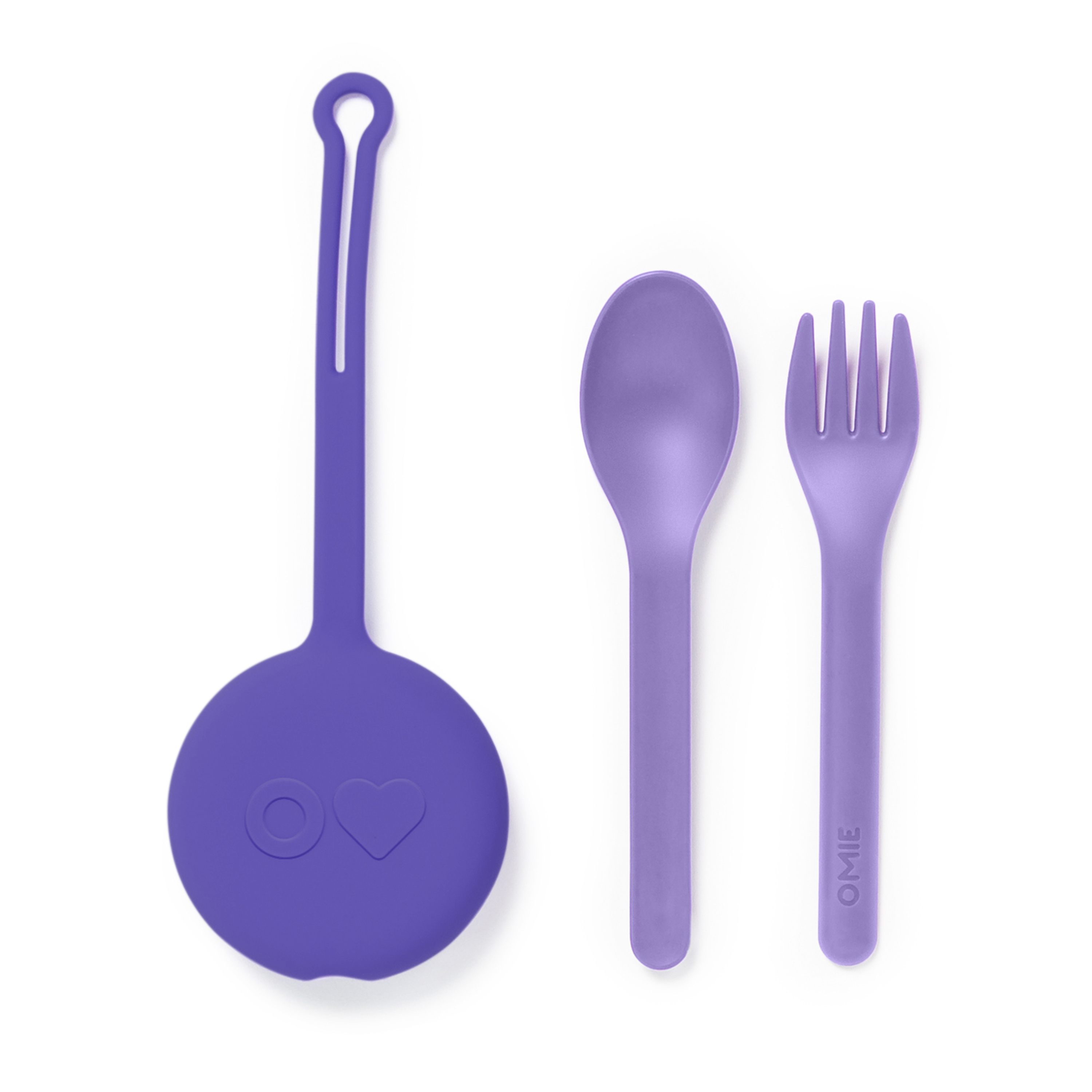 Omiebox - OmiePod Lila Silikon Çatal ve Kaşık Seti-0