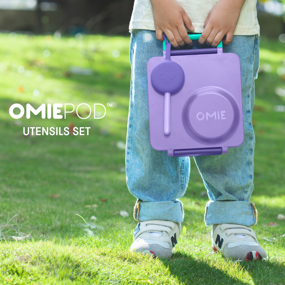 Omiebox - OmiePod Lila Silikon Çatal ve Kaşık Seti-1