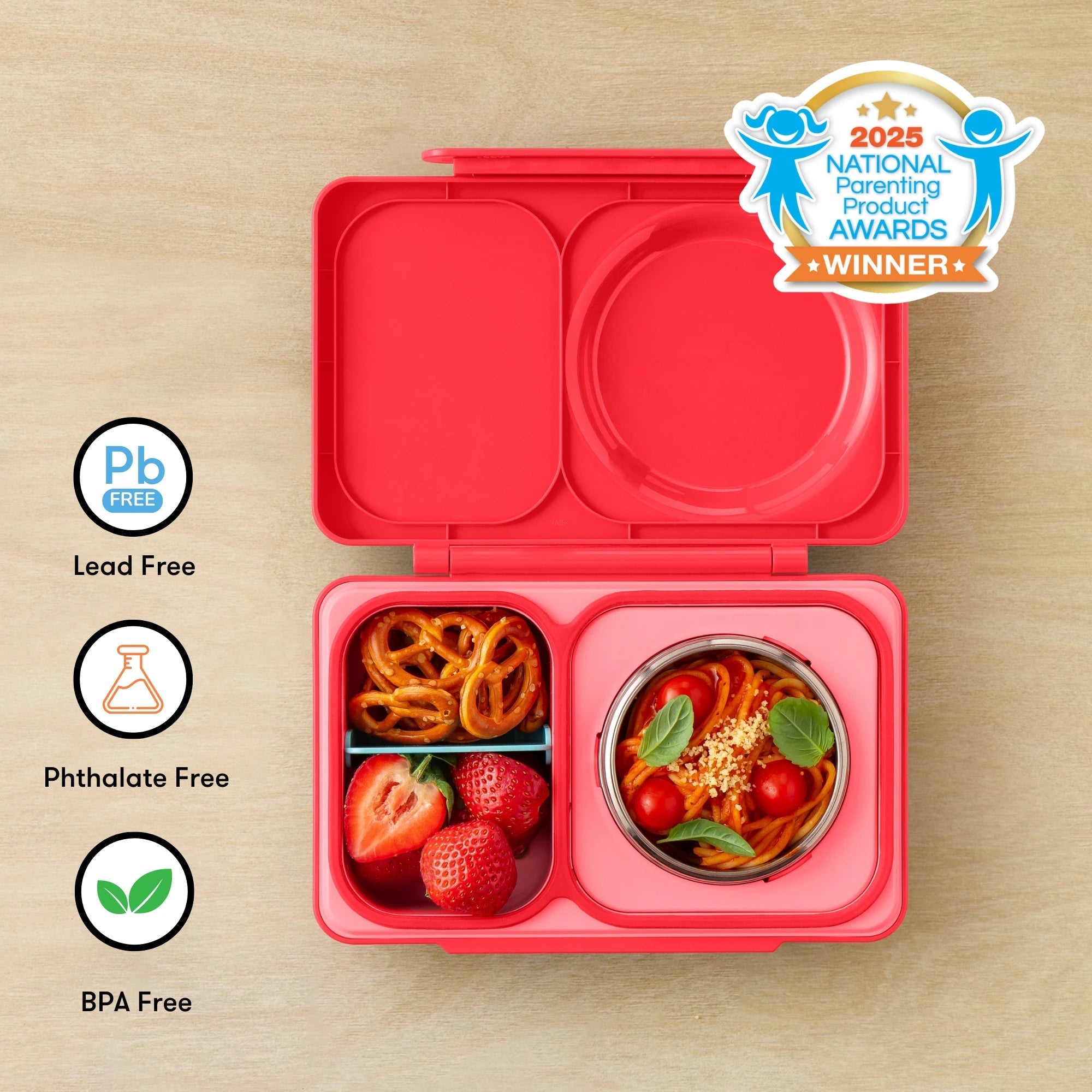 Omiebox - UP Isı Yalıtımlı 2. Nesil Kiraz Pembesi Bento Yemek Kutusu-1